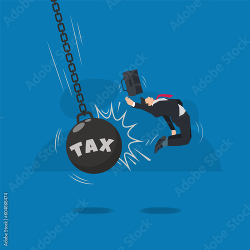 Businessman bounce by TAX burden design vector illustration