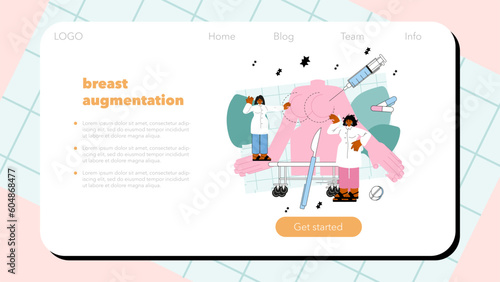 Plastic surgeon web banner or landing page. Aesthetic body correction