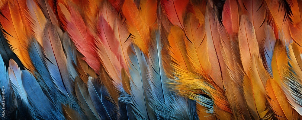 Fototapeta premium Colorful Feathers Detailed Abstract Texture Generative AI 