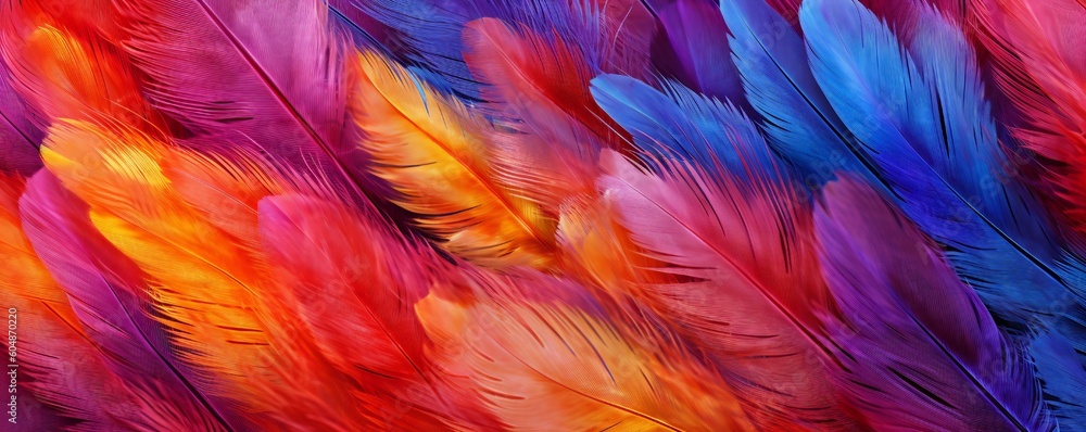 Fototapeta premium Colorful Feathers Detailed Abstract Texture Generative AI 