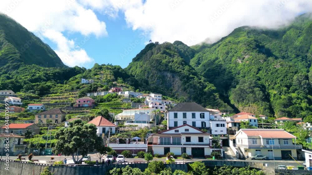 Aerial view of Seixal coastline in Madeira, Portugal Aerial view of Seixal coastline in Madeira, Portugal