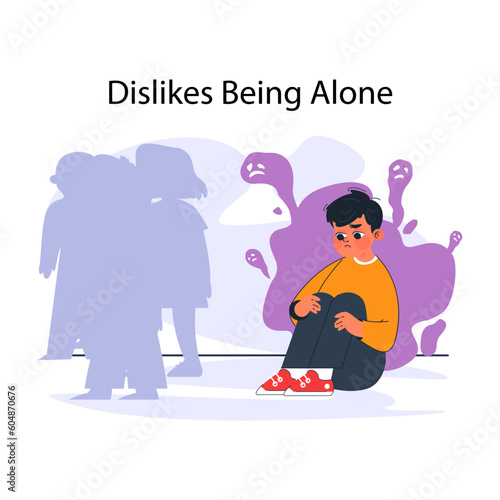 Child with extroverted individuality doesn't like to be alone. Sad little