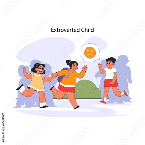 Child with extroverted individuality. Joyful little kid enjoying