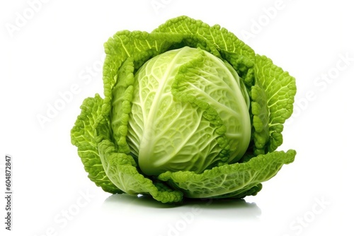 Cabbage On A White Background Without Shadows. Generative AI