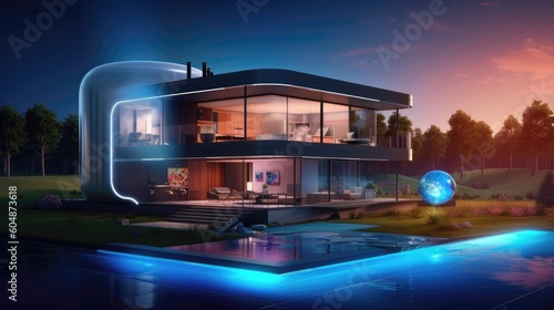 3D Render Nanotechnologyinfused Smart Home With Ai Assistants. Generative AI