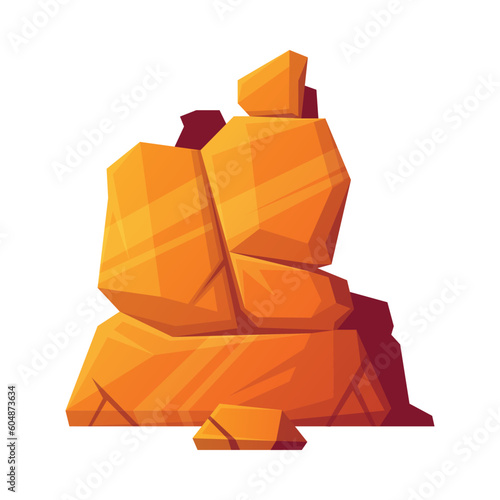 Rock and Stone Boulder Stack as Desert Landscape Element Vector Illustration