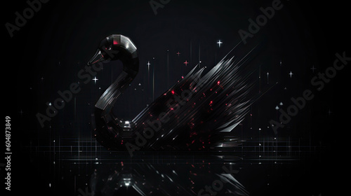 Fototapeta Naklejka Na Ścianę i Meble -  Black swan symbol on digital background in a Finance market concept