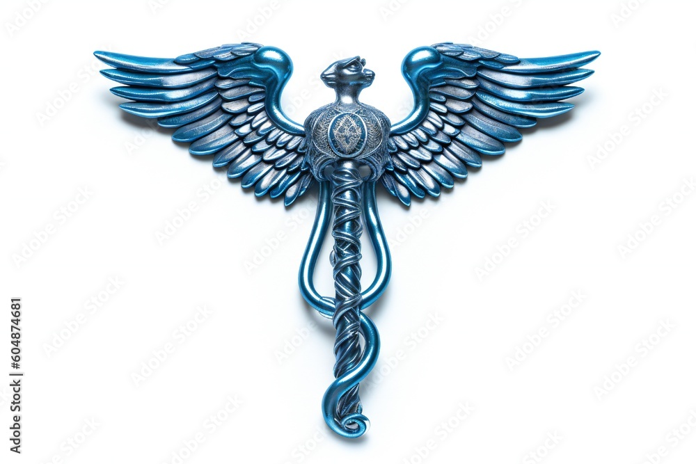 Medical Caduceus Emblem on White Background Generative AI Medical Caduceus Emblem on White Background Generative AI