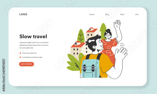 Slow traveling web banner or landing page. Slow life principles