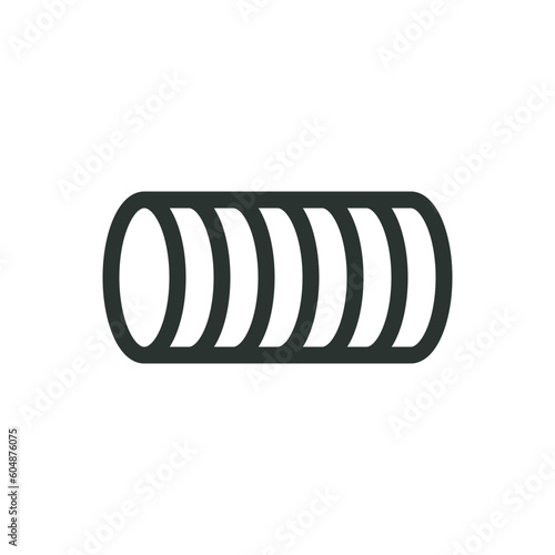 Corrugated pipe isolated icon, metal flexible electrical conduit vector icon with editable stroke