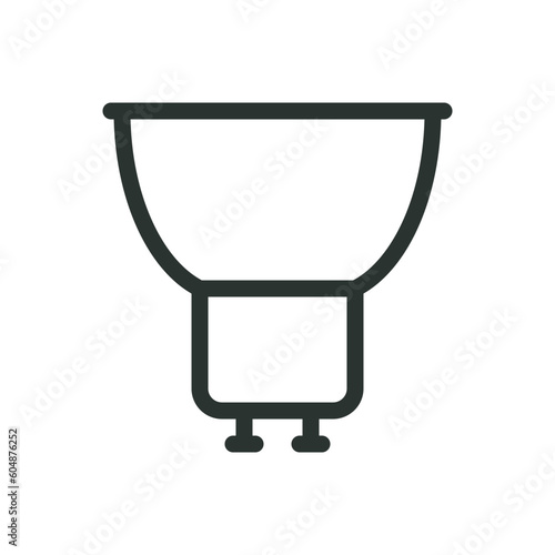 GU10 LED light bulb isolated icon, gu10 lamp vector icon with editable stroke