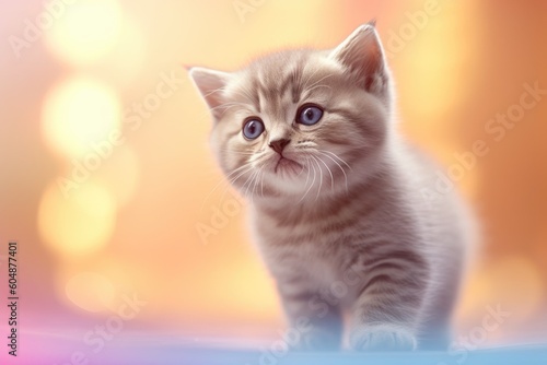 Kitten with bokeh lights in the background. an enchanting backdrop. Generative AI