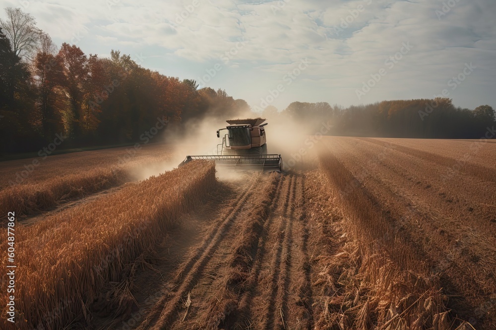 Fototapeta premium crop field, being harvested for biomass and bioenergy production, created with generative ai