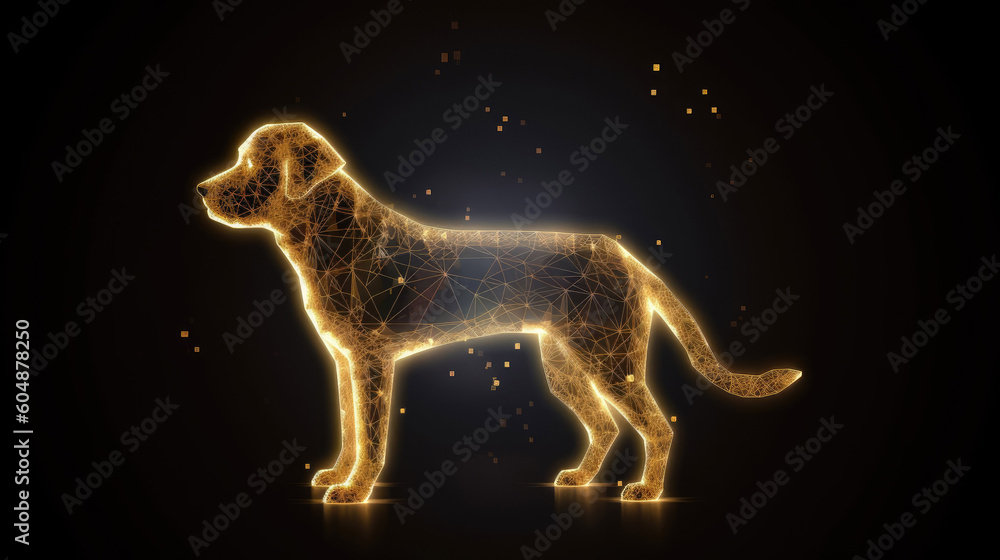 Dog symbol on digital background Finance and business market concept