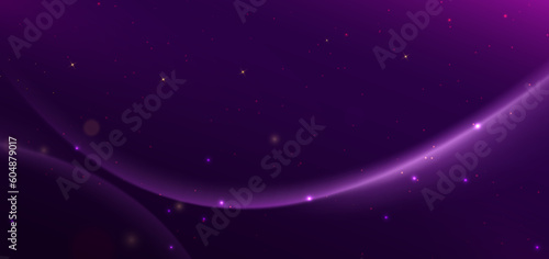 Elegant light purple curved line on purple background copy space for text. Luxury design style.