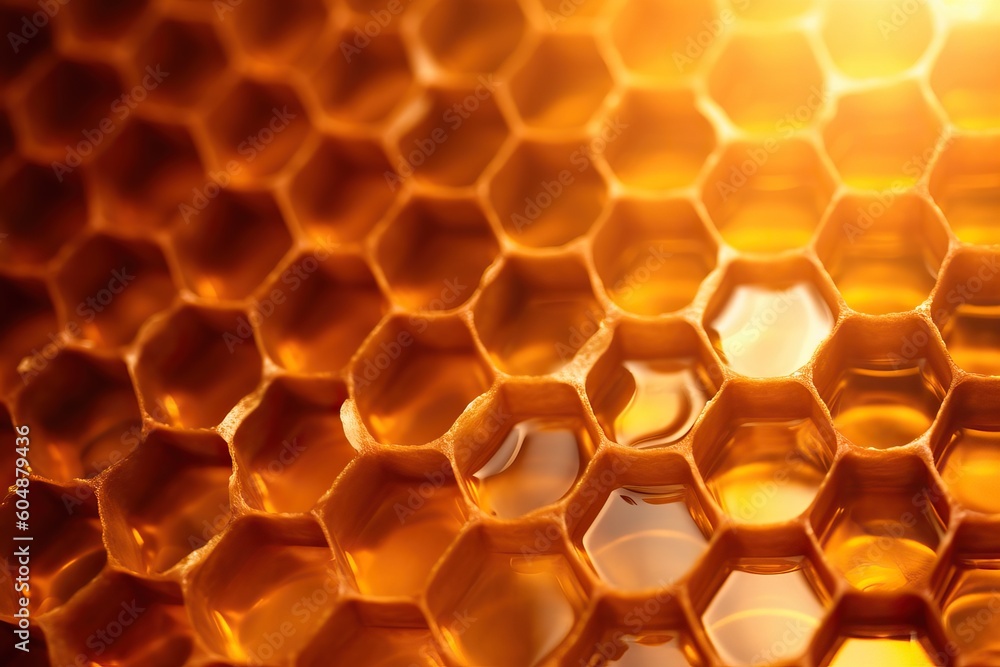 Golden honeycomb full of delicious honey, generative ai Golden honeycomb full of delicious honey, generative ai