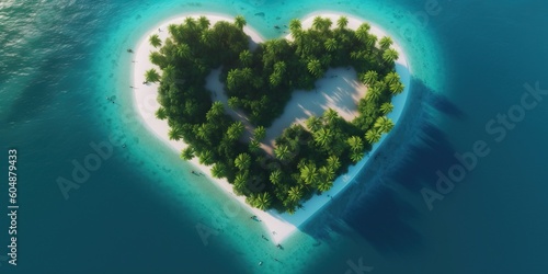 Exotic romantic island, aerial view, generative ai © FrankBoston