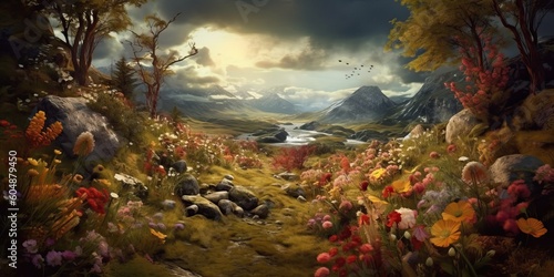 Highlands spring landscape, generative ai © FrankBoston