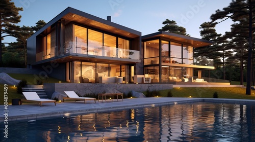 Modern house with pool in a...