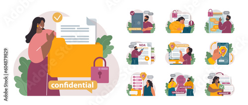 Personal data security set. Information privacy and confidentiality