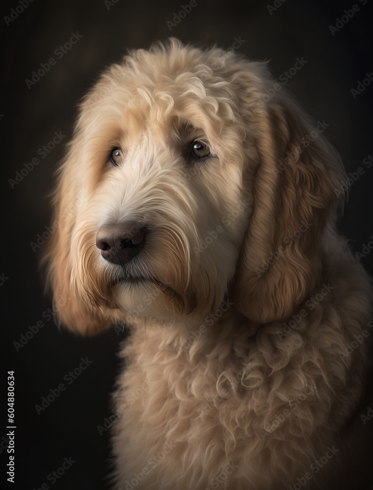 close up portrait of a cute goldendoodle outdoor on the nature. AI generative close up portrait of a cute goldendoodle outdoor on the nature. AI generative
