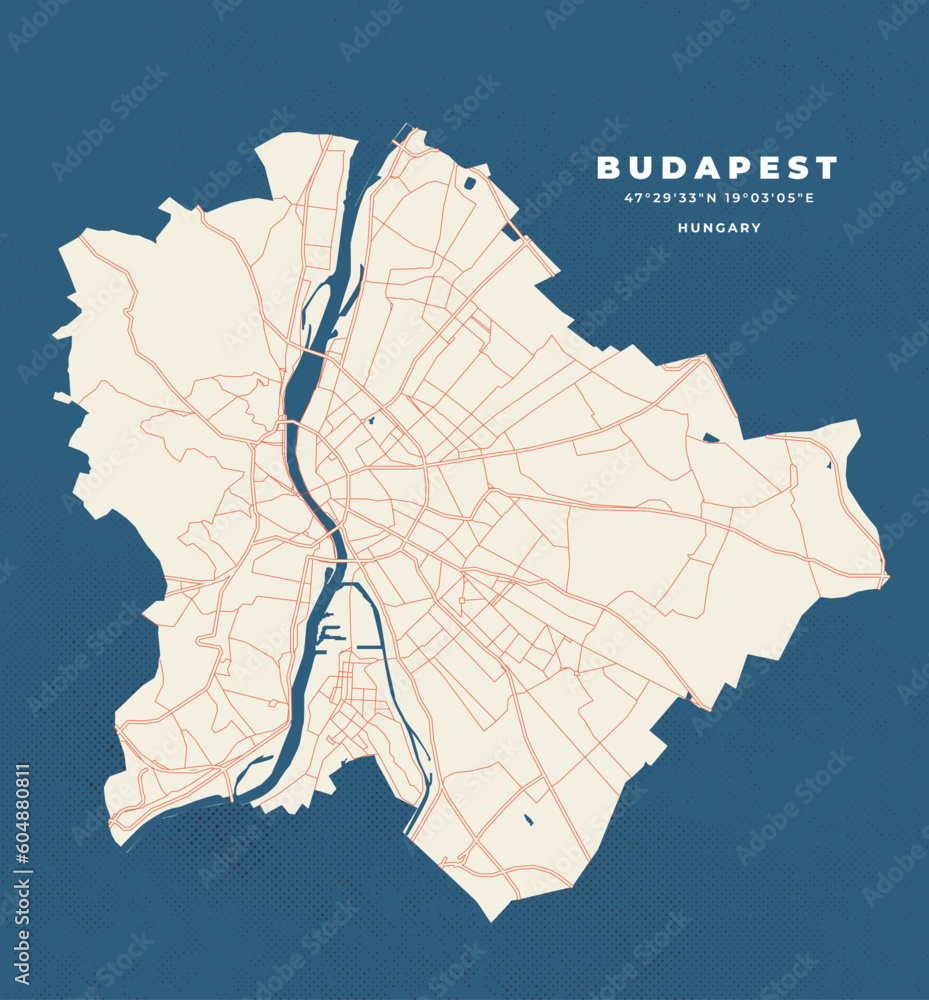 Obraz premium Budapest map vector poster flyer