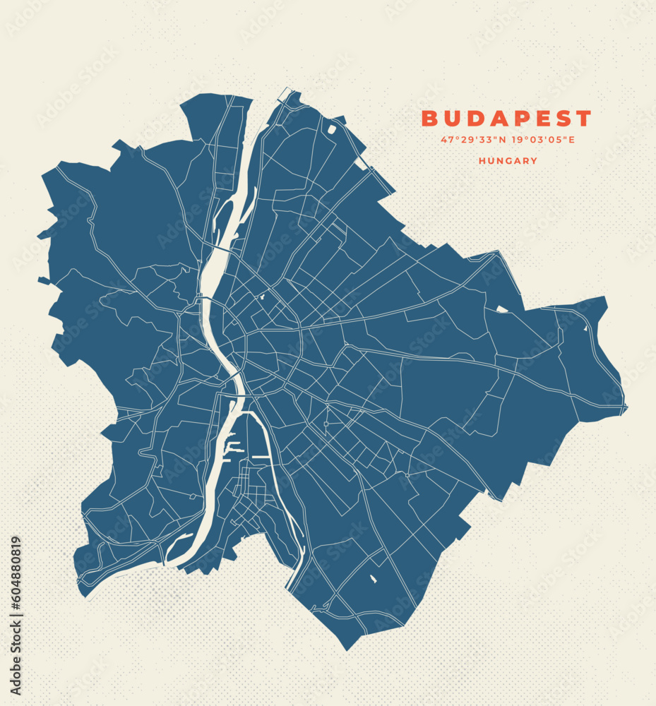 Fototapeta premium Budapest map vector poster flyer