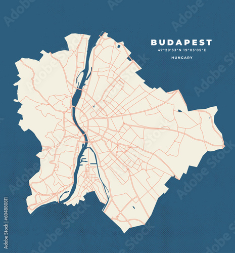 Budapest map vector poster flyer