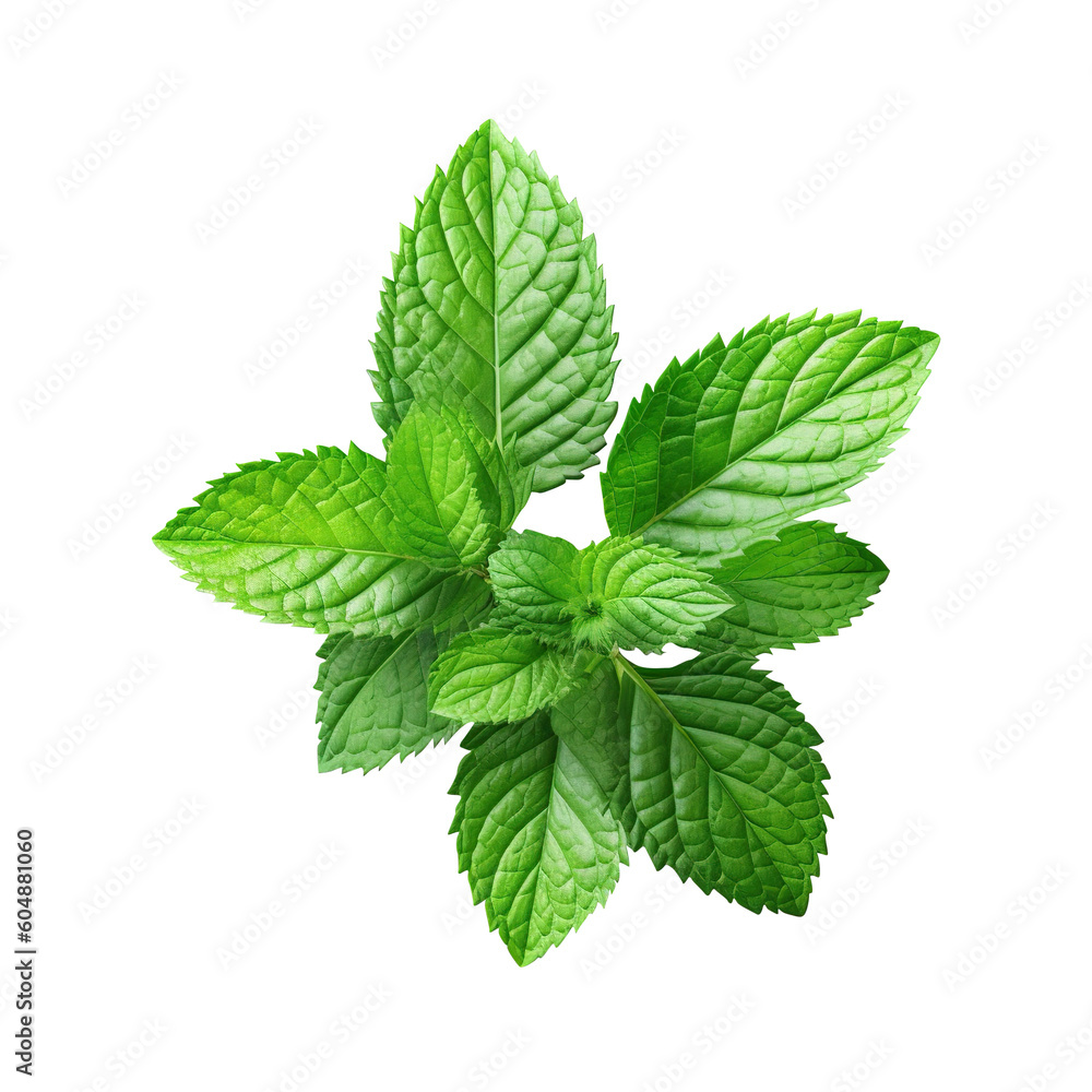 fresh mint leaves green herbs ingredient isolated on white background generated by AI fresh mint leaves green herbs ingredient isolated on white background generated by AI
