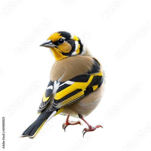 European goldfinch, Goldfinch bird, isolated, transparent background, no background. PNG. Generative AI.