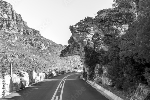 Dacre's Pulpit in the Bainskloof Pass. Monochrome photo