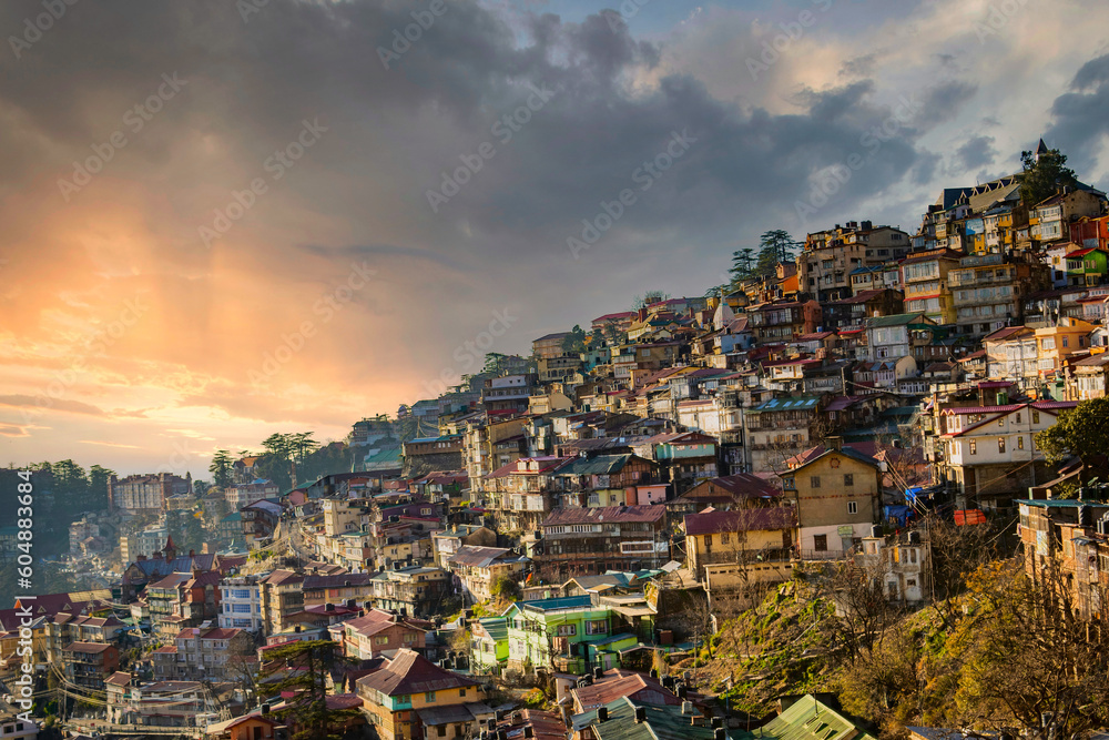 A shot of a crowded village in Shimla