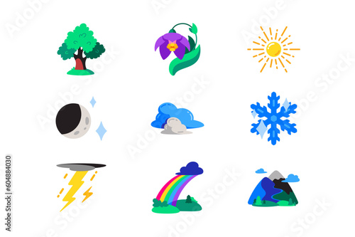 Nature and weather icon set photo