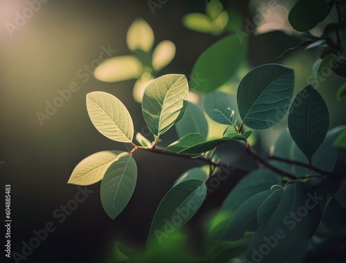 beautiful background from green leaves. natural wallpaper. AI generative