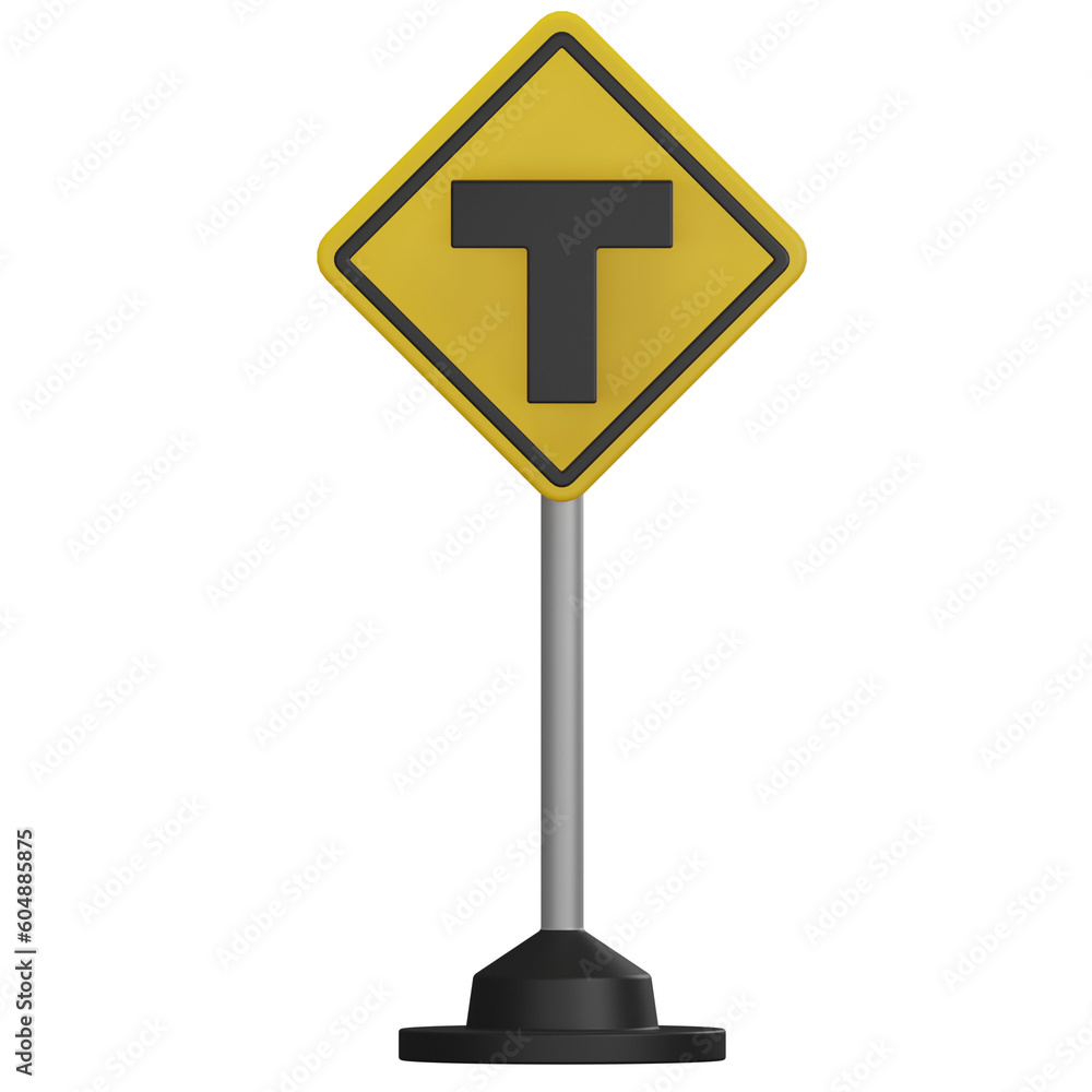 Traffic sign, 3-way intersection, on a white background Traffic sign, 3-way intersection, on a white background