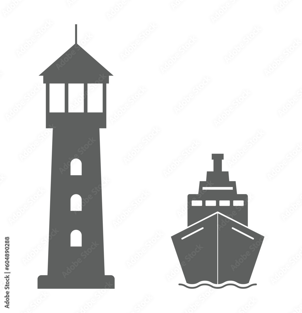 lighthouse and ship lighthouse and ship