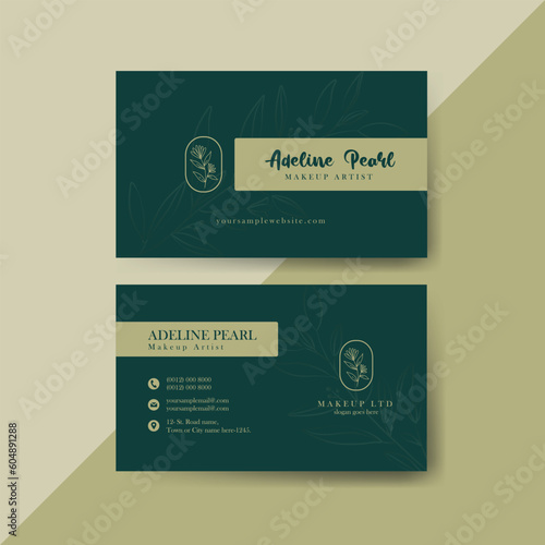 Elegant Women Beauty, Hair, Nail, Makeup Artist or Beauty Expert business card or visiting card Design with Floral Icon