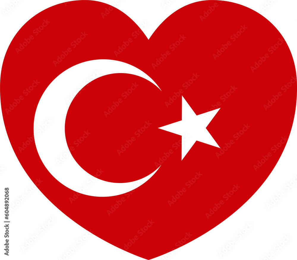 Turkey Turkish Turkiye Flag Heart Concept Turkey Turkish Turkiye Flag Heart Concept