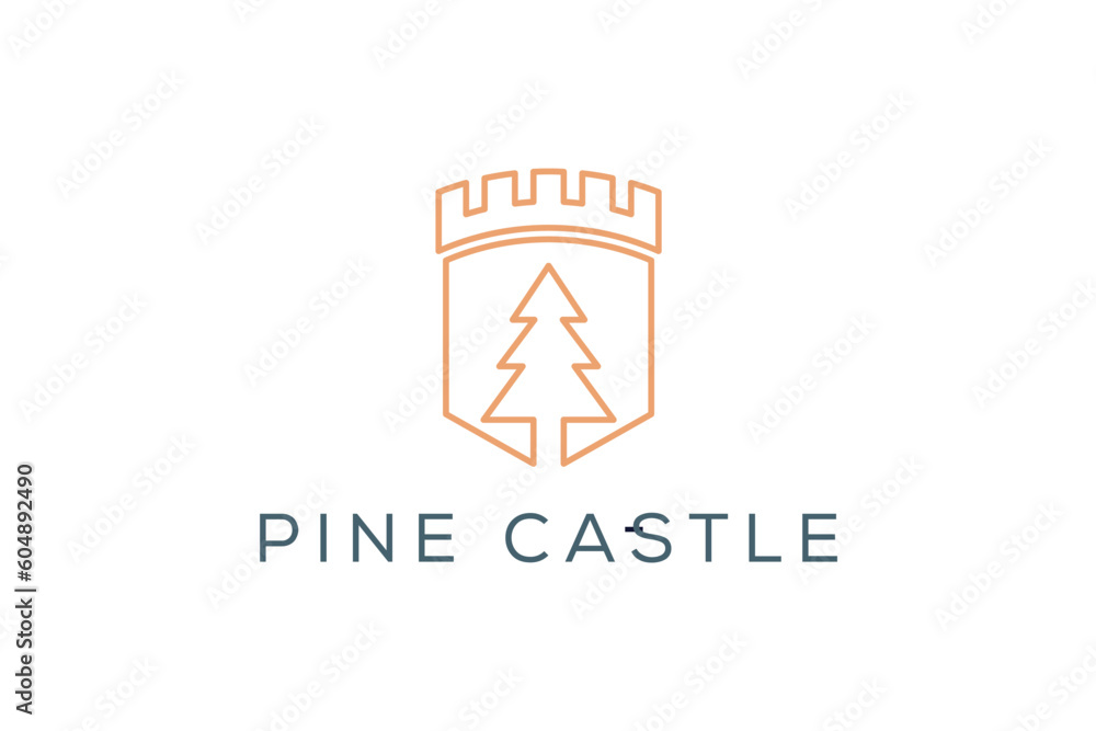 Obraz premium Pine castle logo design vector