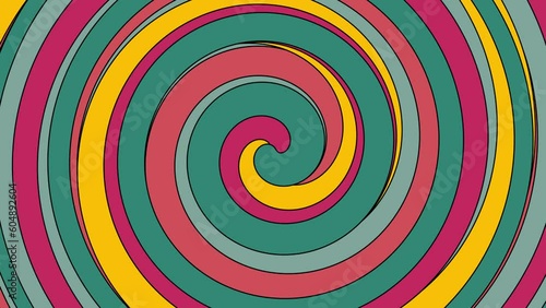 Hypnotic psychedelic swirl twirl spiral abstract shape background. Loop animation. 60 fps. Mesmerizing trippy concept motion graphics. photo