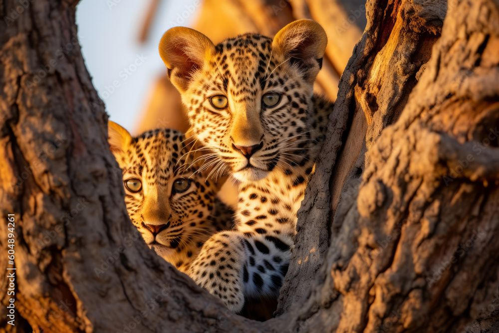 Fototapeta premium Leoparden auf dem BAum