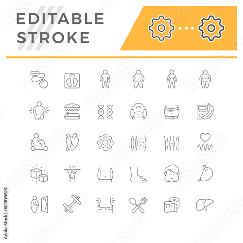 Set line icons of obesity