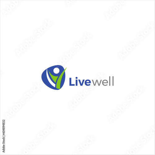 Live Well, Health, Wellness, Therapy, Medical Logo Template Vector