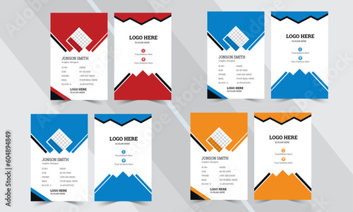Double-sided creative business card template. Portrait and landscape orientation. Horizontal  Vector illustration, Modern unique professional and clean orange id card design and more color  template.