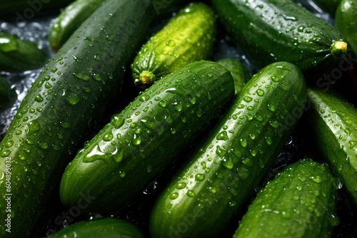 Fresh wet cucumbers