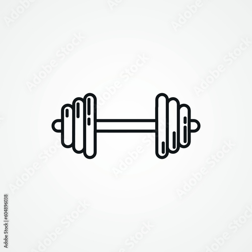 Dumbbell line icon. sports bar web linear icon. photo