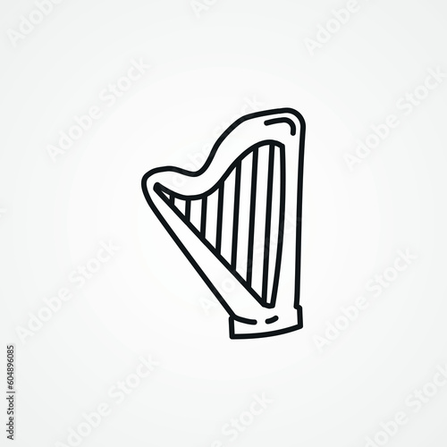 Harp line icon. Harp web linear icon.