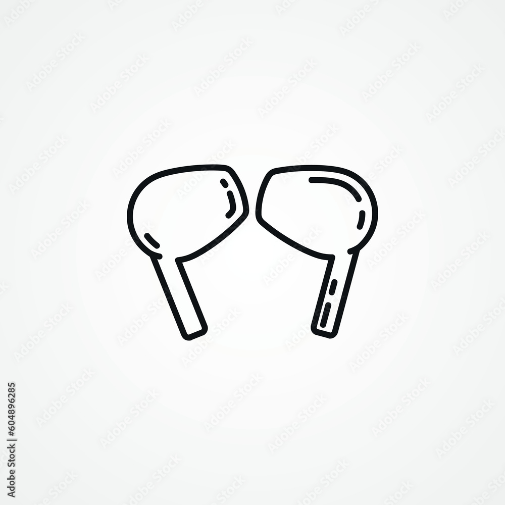 Earphones line icon. Earbuds web linear icon. Earphones line icon. Earbuds web linear icon.