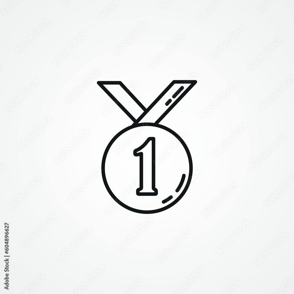 Medal line icon. first place winner medal web linear icon. Medal line icon. first place winner medal web linear icon.