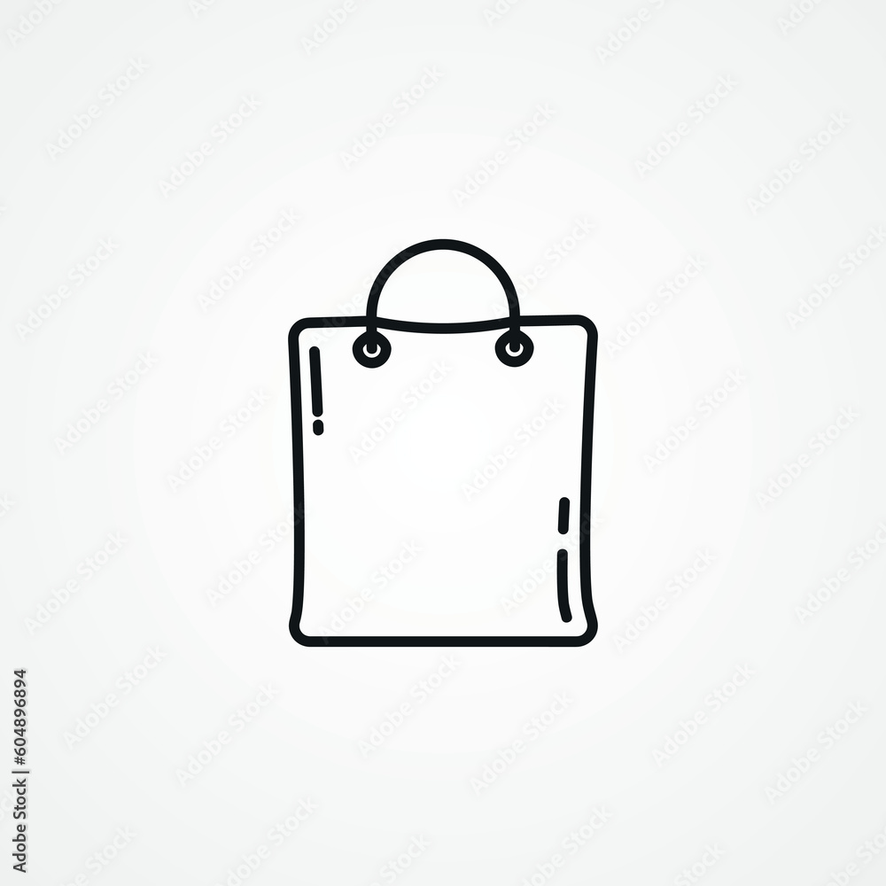 Shopping bag line icon. Paper bag web linear icon. Shopping bag line icon. Paper bag web linear icon.